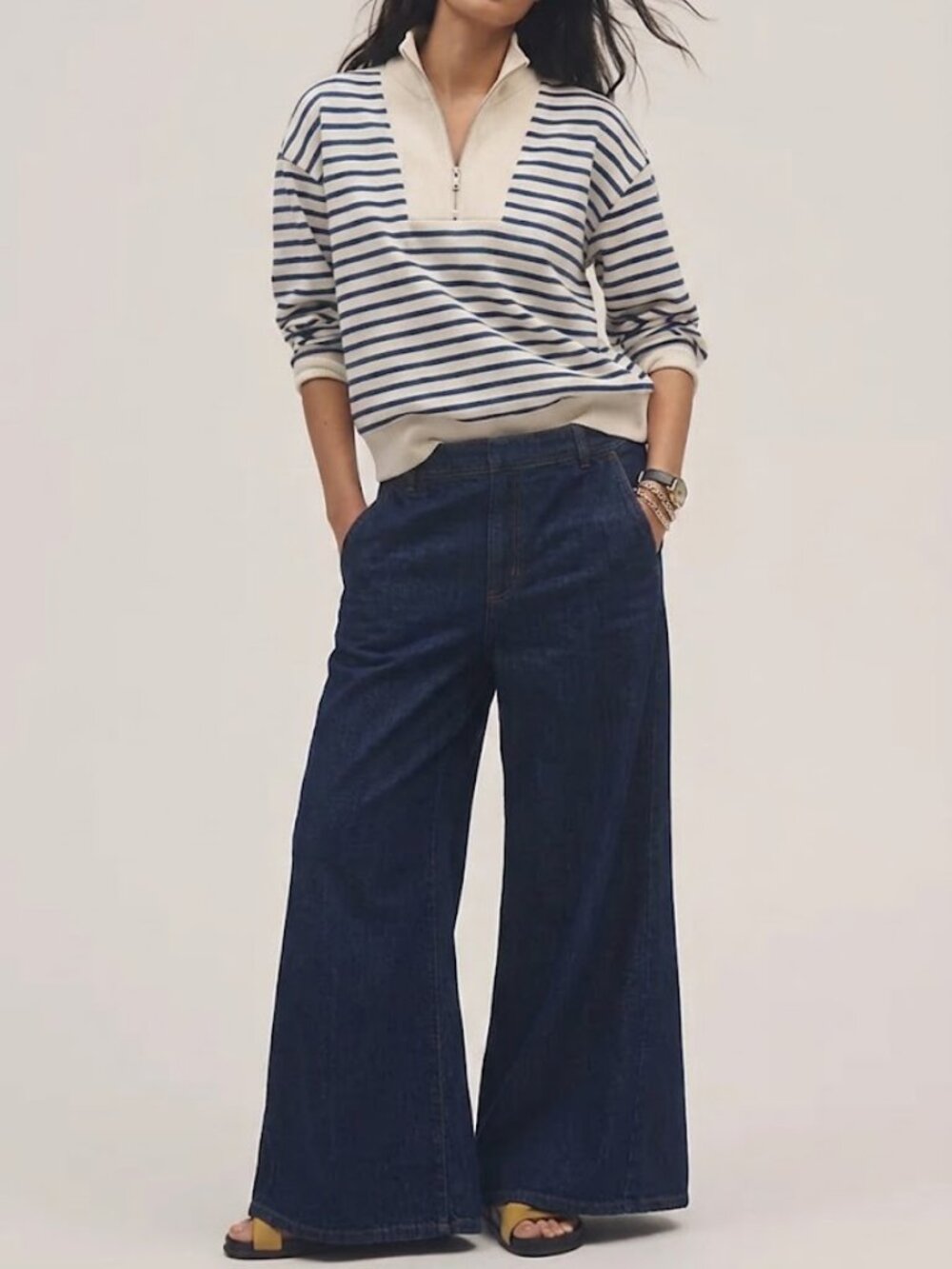 NEW Anthropologie Pilcro Adi Mid-Rise Flare Wide-Leg Jeans